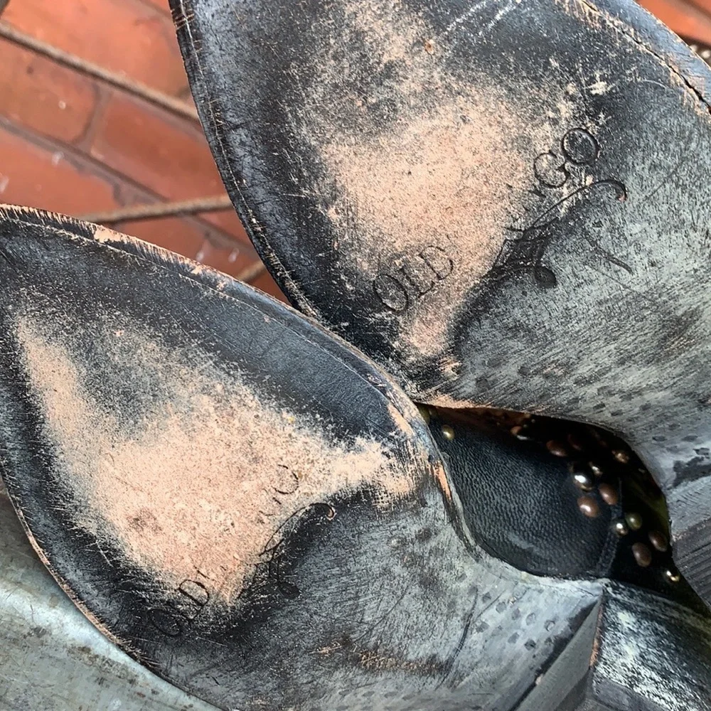 OLD GRINGO Rare Tall Studded Black Leather Cowgirl Western Boots Size 6 - Picture 8 of 12
